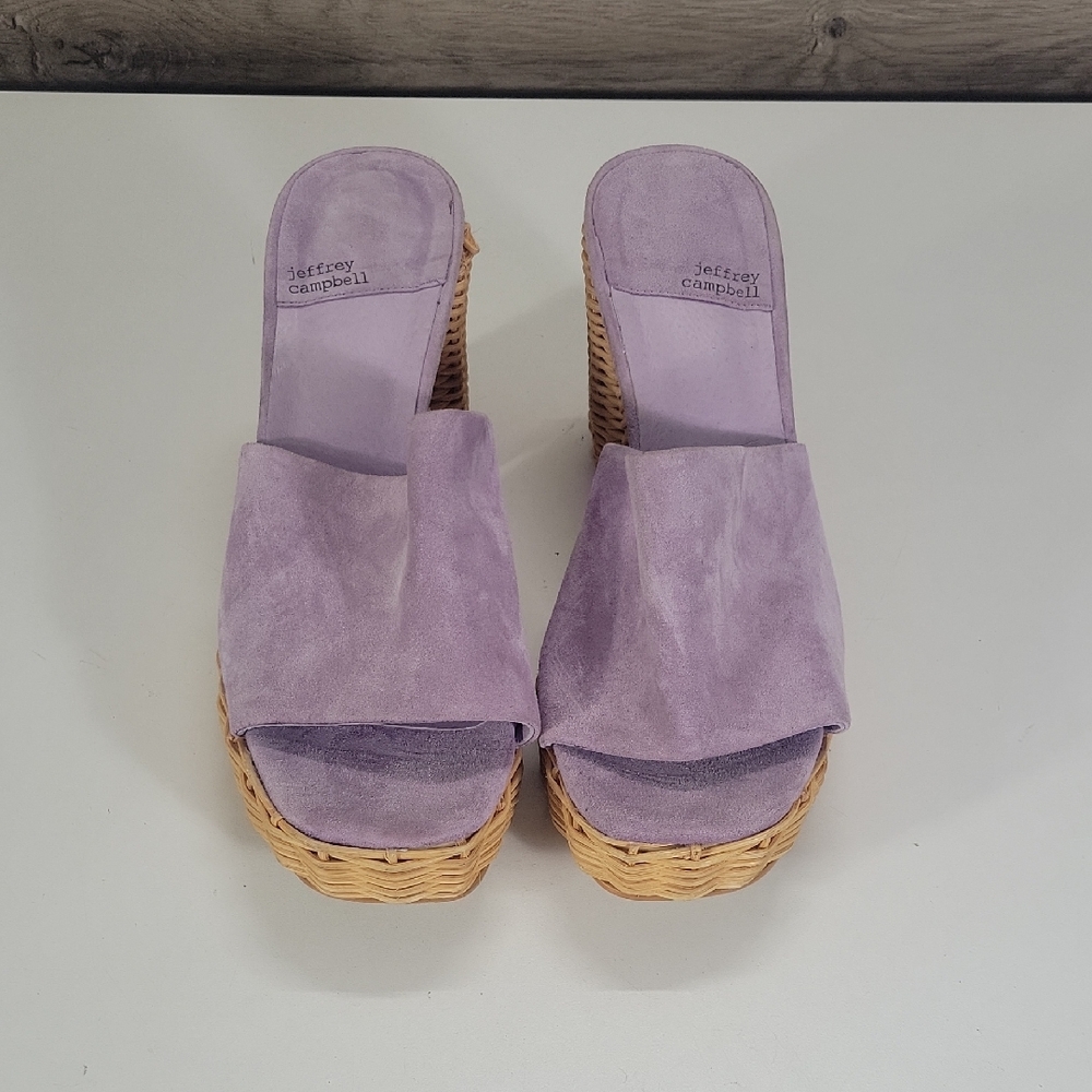 Jeffrey Campbell Lilac Suede Woven Platform Slide Sandals Sz 10